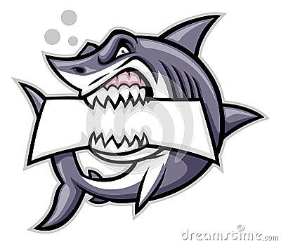 Shark bite a blank sign Vector Illustration