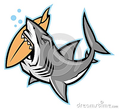 Shark bite a surfboard Vector Illustration