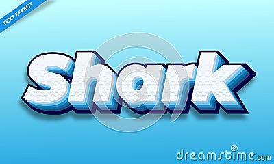 Shark blue sea text effect design Vector Illustration
