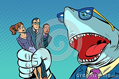 Shark boss business and office staff Vector Illustration