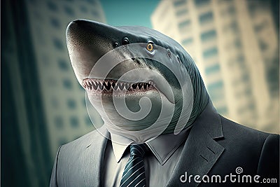 Shark business man, stock market, financial investments, Generative Ai Stock Photo
