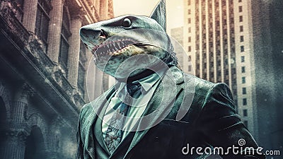 shark businessman in a suit.. Generative AI Stock Photo