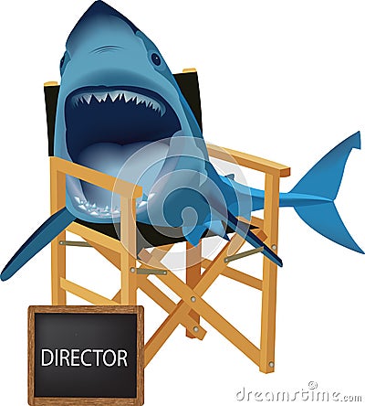 Shark on the chair armchair looks director Vector Illustration