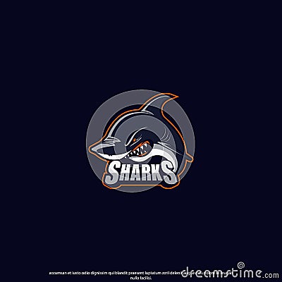 Angry shark mascot logo design vector with modern illustration concept style for badge, emblem and tshirt printing. angry shark Vector Illustration