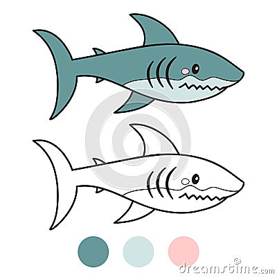 Shark. Coloring Book Page. Cartoon Vector Illustration. Stock Vector ...