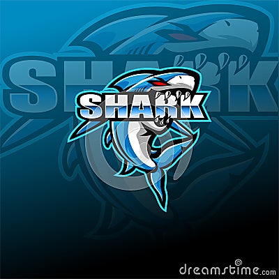 Shark esport mascot logo design Vector Illustration