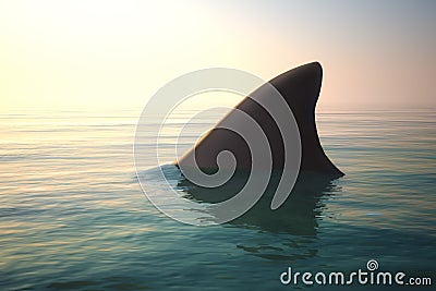 Shark fin above ocean water Stock Photo