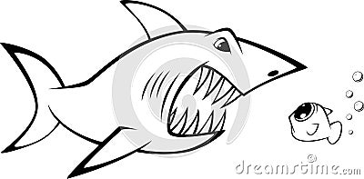 Shark and fish Vector Illustration