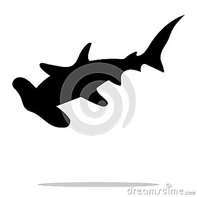 Shark hammerhead predator nautical black silhouette animal Vector Illustration