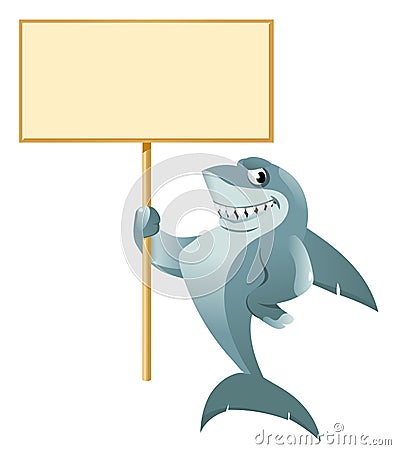 Shark holding blank banner Vector Illustration