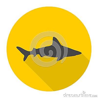 Shark icon with long shadow Vector Illustration