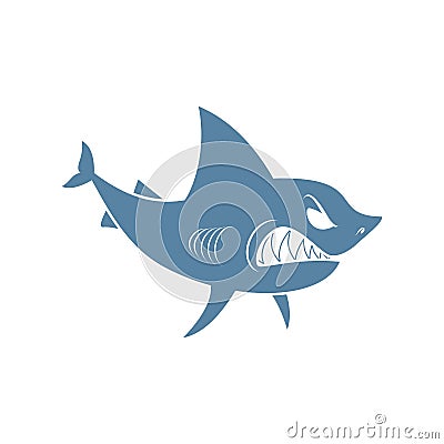 Shark isolated. Marine predator on white background Vector Illustration