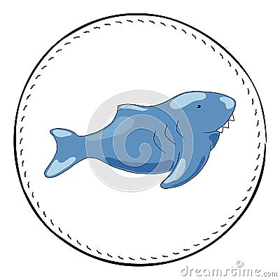 Shark isolated on white background. Sea danger shark cartoon illustration. Cartoon Illustration