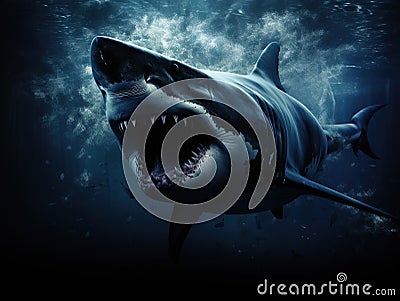 Shark jaws black Cartoon Illustration
