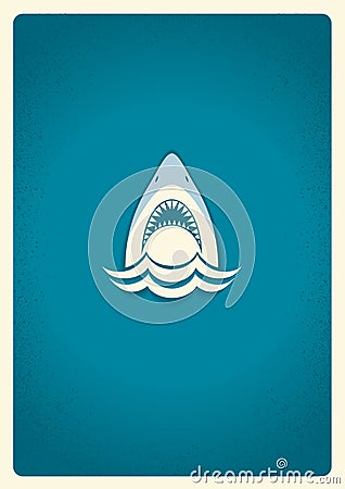 Shark jaws logo.Vector blue symbol illustration Vector Illustration