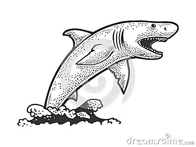 shark jumps out of water sketch vector Vector Illustration