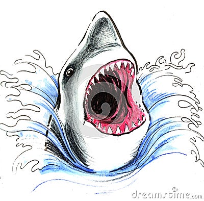 Shark in the ocean Cartoon Illustration