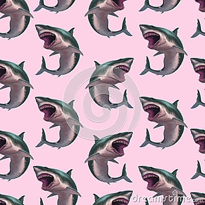 Shark pattern on pastel pink. Stock Photo