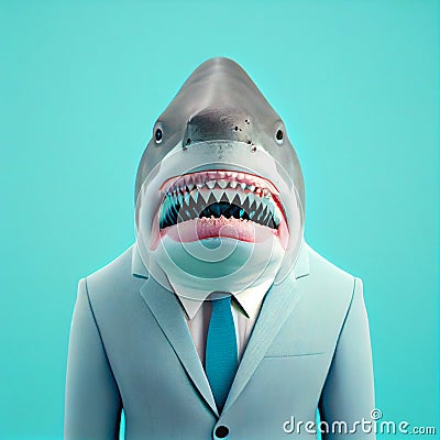 Shark portrait fashion shoot wearing a suit Stock Photo