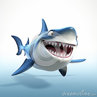 Shark Saga 3d Wallpapers: Pixar-style Caricatures With Realistic Light And Shadow Stock Photo