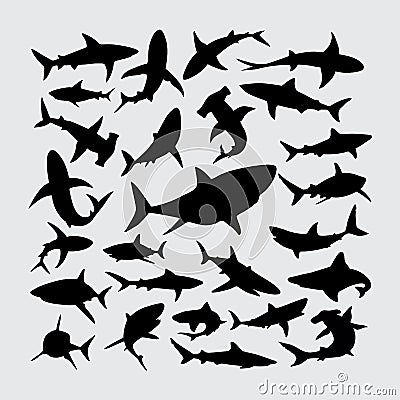 Shark silhouette. a set of shark silhouettes Vector Illustration