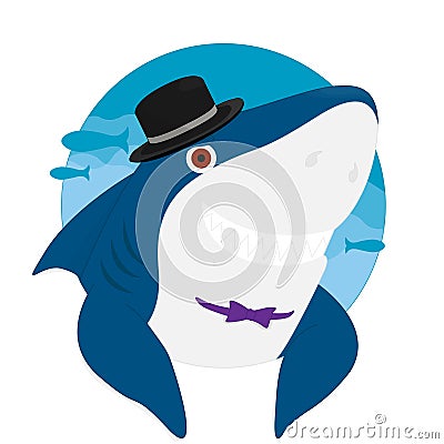 Shark Cartoon Hat Smile vector illustration eps10 Cartoon Illustration