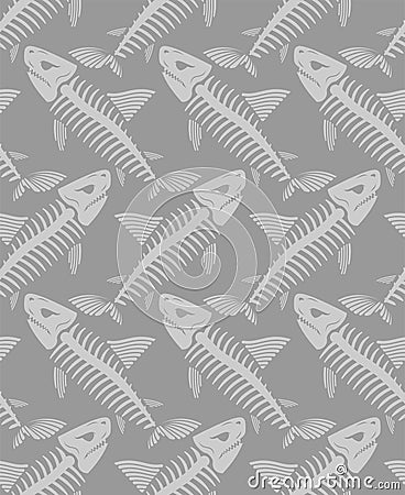 Shark skeleton pattern seamless. fish skull background. fish bones texture Vector Illustration