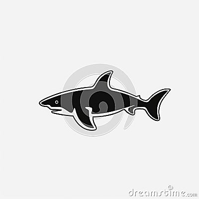 Minimalist Shark Vector Icon For Algeapunk And Wetcore Designs Stock Photo