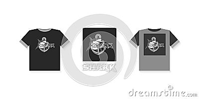 Shark Vector Illustration. Simple Style. Emblem design for tshirt, sticker for a club or sport team. Vector Illustration