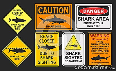 Shark warning signs Cartoon Illustration