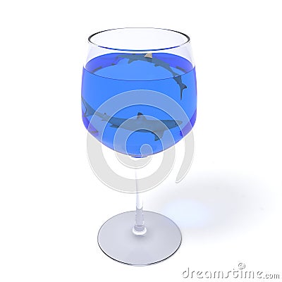 2 sharks in wine glass Stock Photo