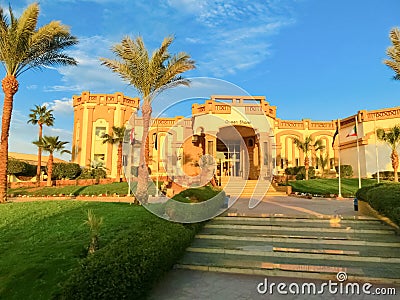 Sharm El Sheikh, Egypt - February 13, 2020: The view of hotel Queen Sharm Resort at day with blue sky Editorial Stock Photo