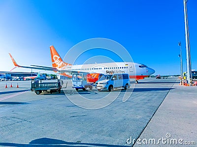 Sharm El Sheikh, Egypt - September 15, 2020: SkyUp Airlines Boeing 737-800 aircraft on the parking area at International Airport Editorial Stock Photo