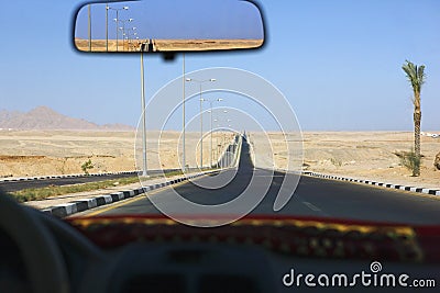 Sharm el Sheikh Egypt view through taxi windscreen Stock Photo