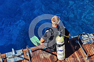 Sharma Sheikh, Egypt, October 22, 2017: A diving lesson in open water. Editorial Stock Photo