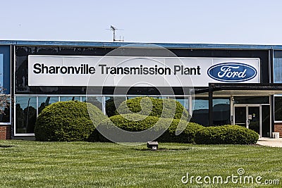 Ford Logo and signage at the Sharonville Transmission Plant. This plant opened in 1958 Editorial Stock Photo