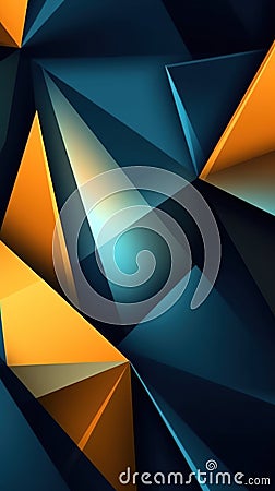 Sharp Angles in Amber and Dark Blue: An Abstract Background in the Style of Dark Gray and Teal. Stock Photo
