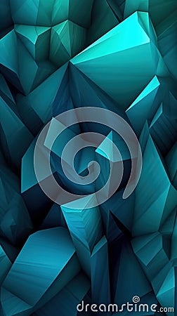 Sharp Angles in Dark Blue and Emerald: An Abstract Background in the Style of Dark Gray and Teal . Stock Photo