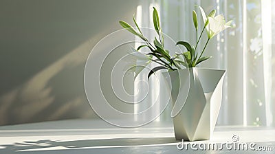 Sharp angular edges adding dimension to a sleek modern vas Stock Photo