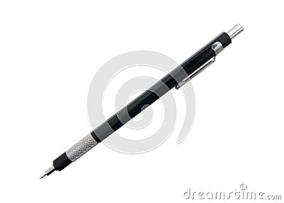 Sharp black mechanical pencil isolated on white background. Mechanical pencil isolated Stock Photo