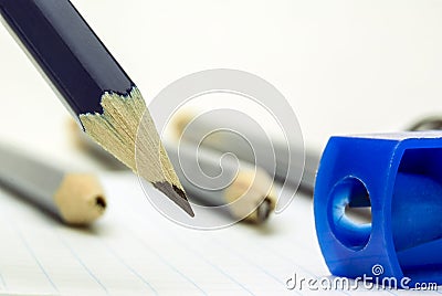 Sharp blue pencil Stock Photo