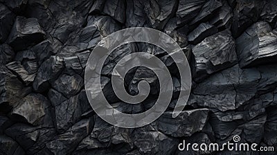 Sharp coal stones photography from the side. Black coal texture Stock Photo