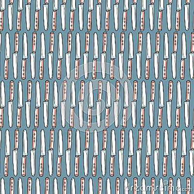 Sharp Cutting Knives Vector Pattern Seamless Hand Drawn Illustration for Butcher Stationery Vector Illustration