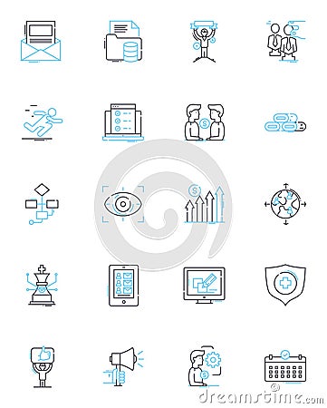 Sharp decision linear icons set. Rational, Clear-headed, Judicious, Resolute, Calculated, Firm, Wise line vector and Vector Illustration