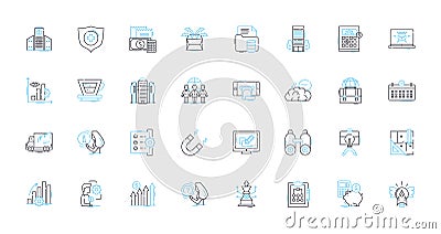 Sharp decision linear icons set. Rational, Clear-headed, Judicious, Resolute, Calculated, Firm, Wise line vector and Vector Illustration