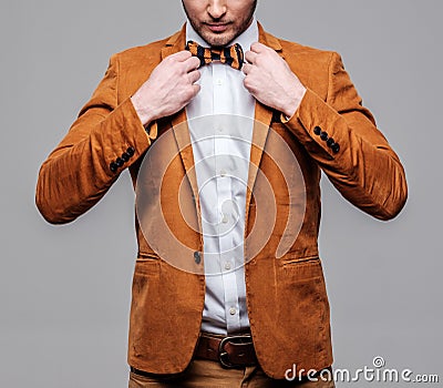 Sharp dressed fashionist wearing jacket Stock Photo