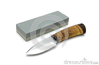 Sharp knife and a sharpening device Stock Photo