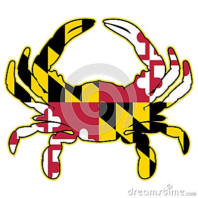 Maryland Flag Crab Isolated Vector Illustration Vector Illustration