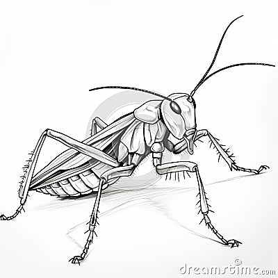 Sharp Perspective Grasshopper Illustration Vector With Maya Rendering Cartoon Illustration