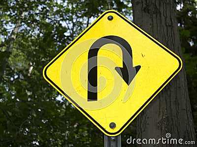 Sharp right turn sign Stock Photo